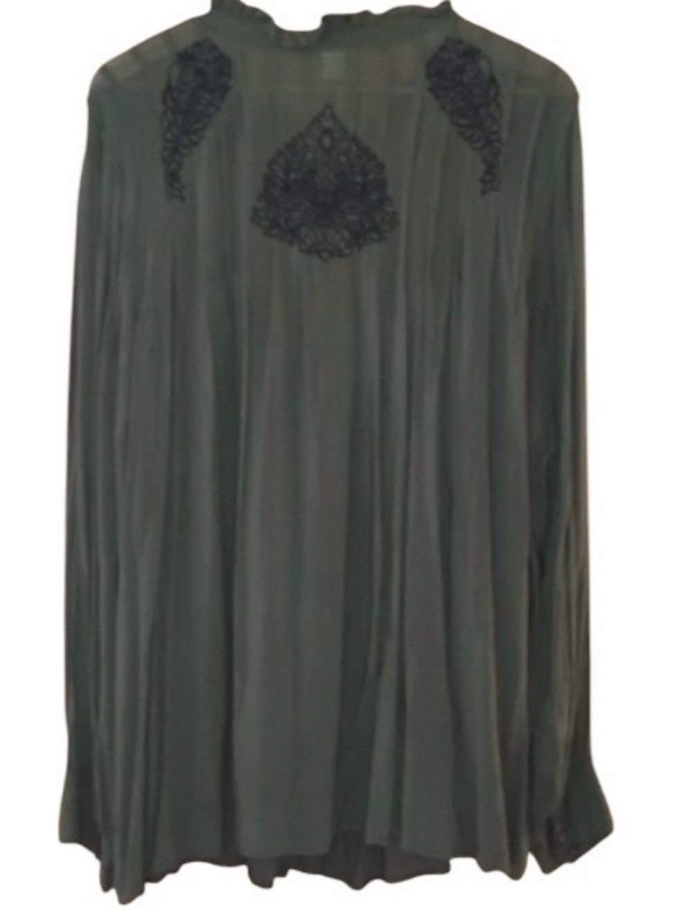 torrid Dark Green Blouse with Black Embroidery Size 2 - Picture 3 of 7